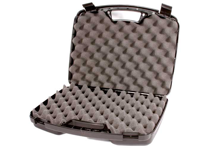 ESTUCHE PISTOLA CASE GARD 2 PIEZAS 4" CON BANDEJA 9MM, 38/357, .44 MAG O 45 ACP NEGRO 804-40
