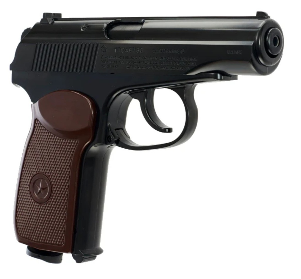 PISTOLA MAKAROV NEGRA/CAFE CO2 BB 380 FPS CALIBRE 4.5 2252232