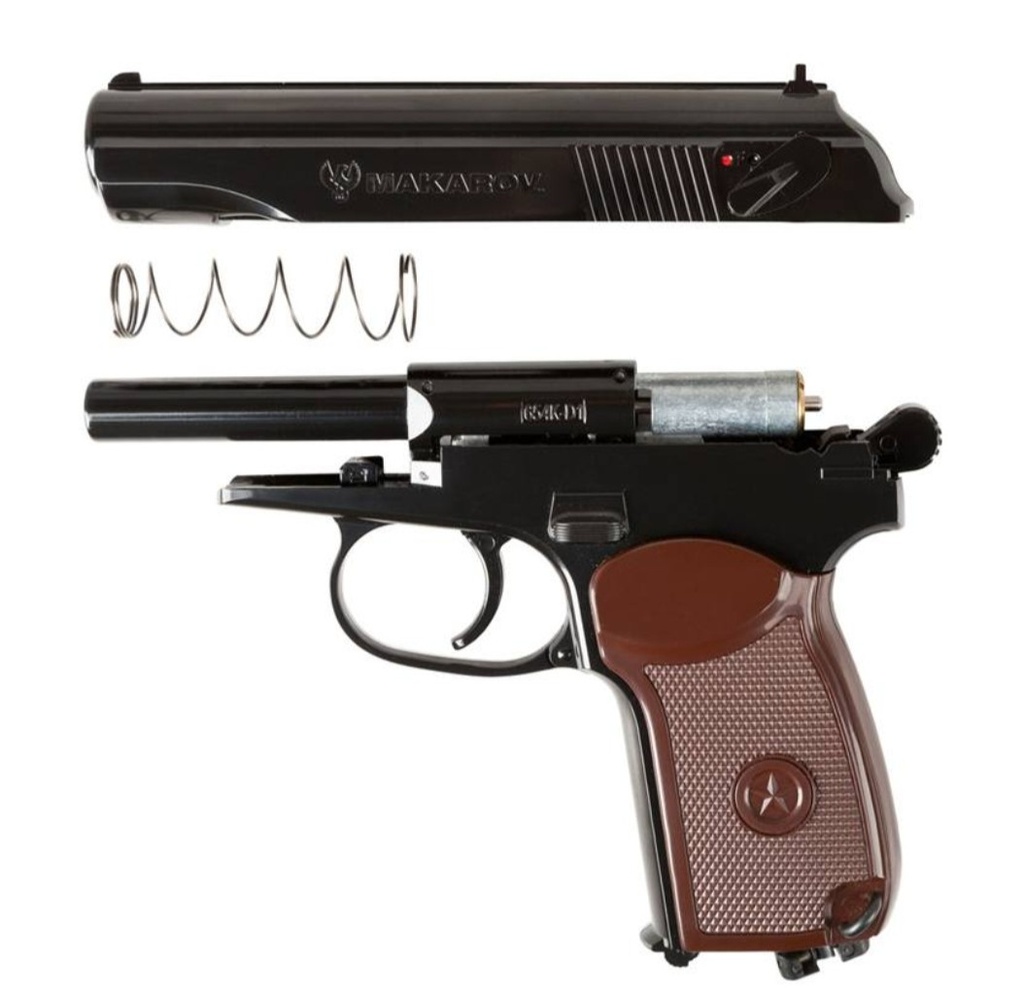 PISTOLA MAKAROV NEGRA/CAFE CO2 BB 380 FPS CALIBRE 4.5 2252232