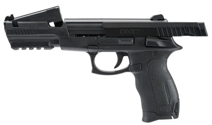 PISTOLA UMAREX DX17 NEGRA RESORTE BB Y DIABOLO 250 FPS CALIBRE 4.5 2230030