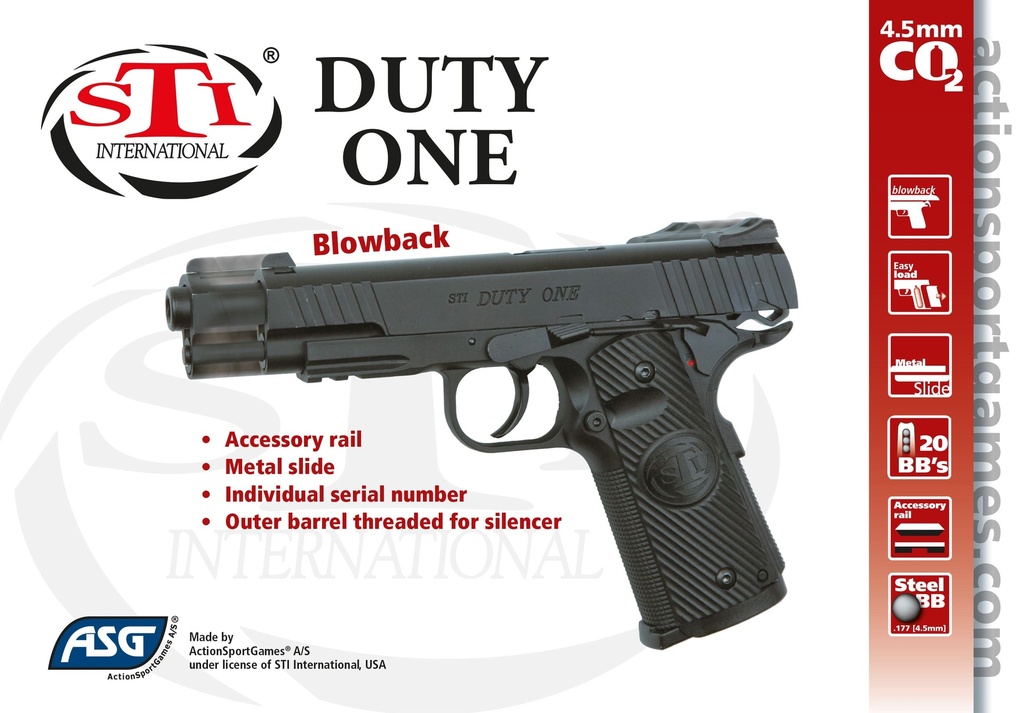 PISTOLA STI DUTY ONE CO2 BB CALIBRE 4.5 BLOWBACK 16732