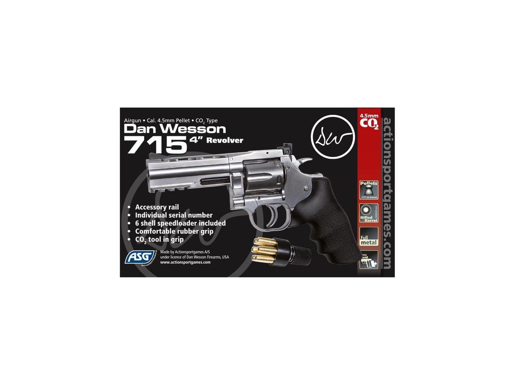 REVOLVER DAN WESSON 715 4" CO2 PELLETS PLATA 18612