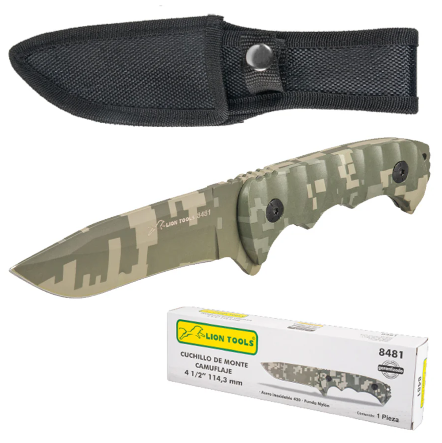 CUCHILLO LION TOOLS 4 1/2" CAMUFLAJE CON FUNDA 8481
