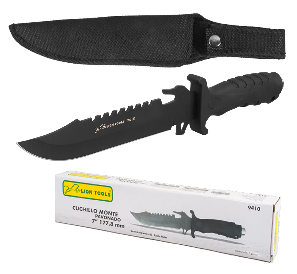 CUCHILLO LION TOOLS 7" HOJA Y MANGO PAVONADO CON FUNDA  9410