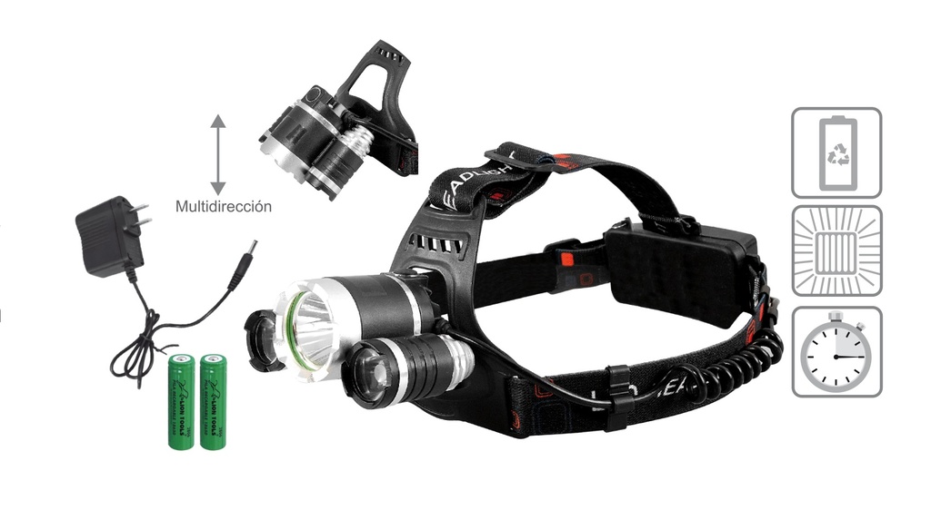 LINTERNA CABEZA LION TOOLS RECARGABLE ALUMINIO 10W 900 L 2853