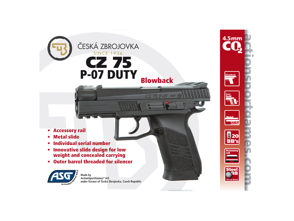 PISTOLA CZ 75 P-07 DUTY CO2 CALIBRE 4.5 BLOWBACK 16728