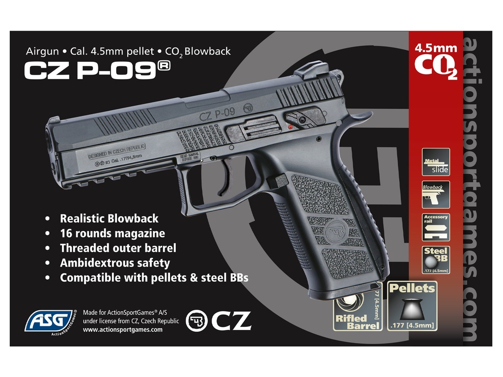PISTOLA CZ P-09 CO2 PELLETS CALIBRE 4.5 BLOWBACK 17537
