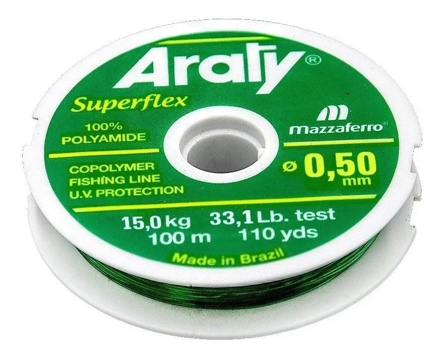 HILO MONOFILAMENTO ARATY P/PESCA MULTICOLOR 100M 0.50MM 15HILONY030MA