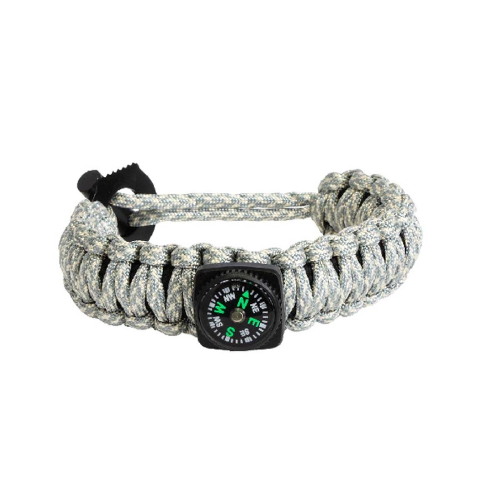 PULSERA MENDOZA PARACORD KIT SUPERVIVENCIA GRIS CAMP-005
