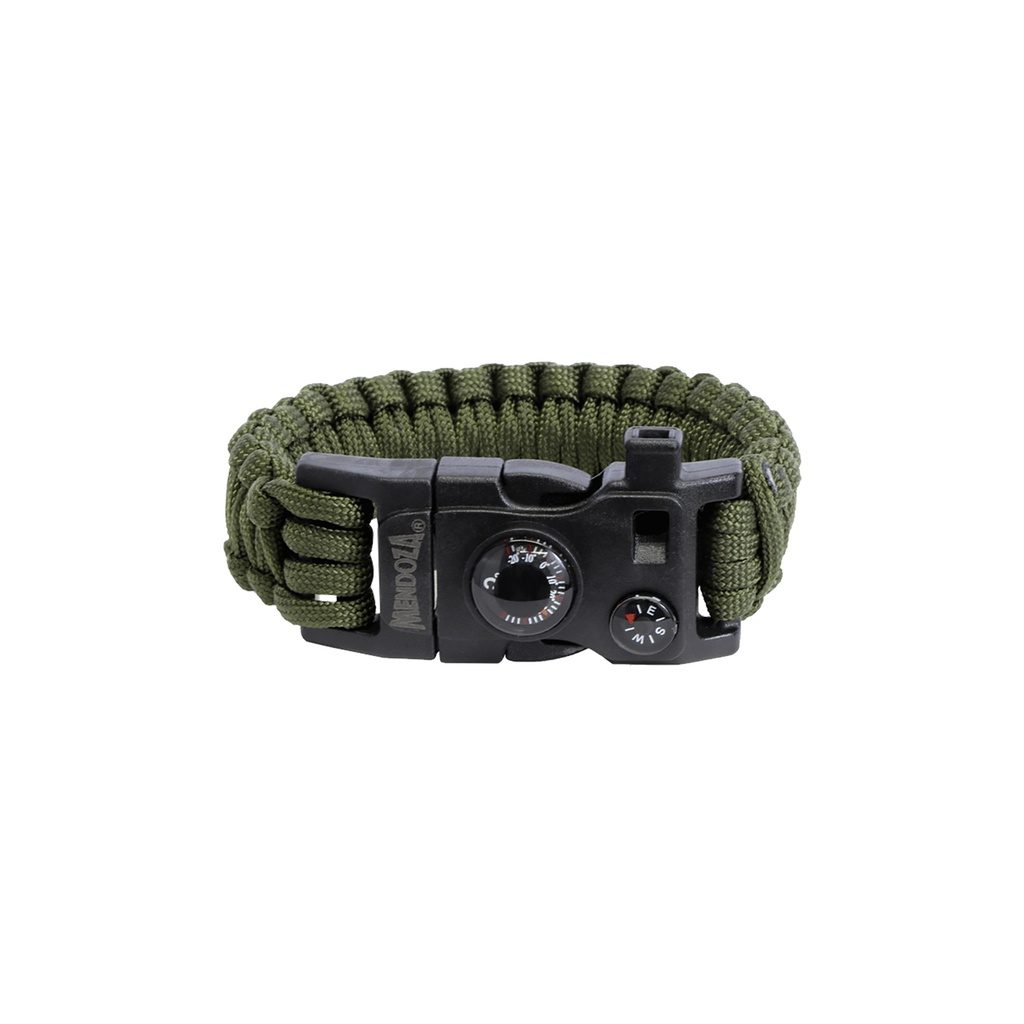 PULSERA MENDOZA PARACORD VERDE C/TERMOMETRO CAMP-002