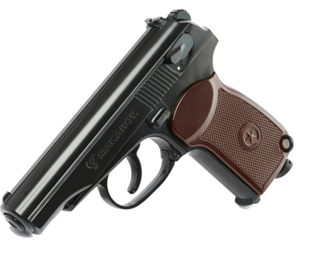 PISTOLA MAKAROV NEGRA/CAFE CO2 BB 380 FPS CALIBRE 4.5 2252232