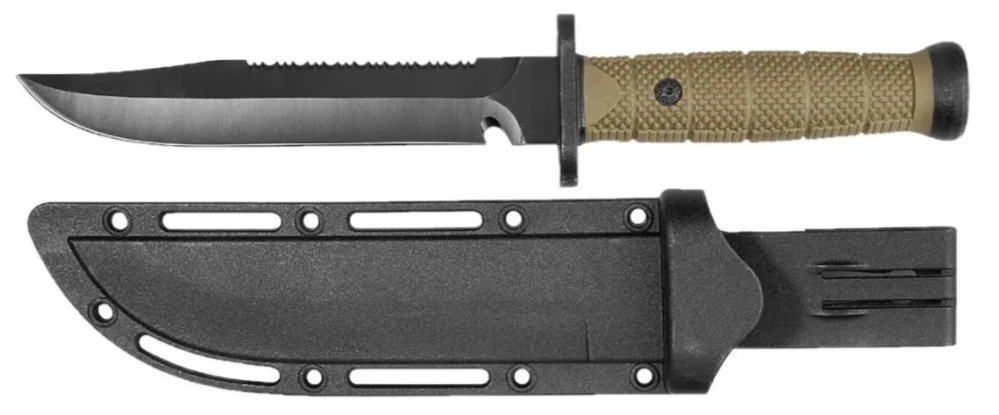 CUCHILLO LION TOOLS 7" HOJA PAVONADA MANGO RUBBER C/FUNDA 9425