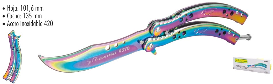 NAVAJA LION TOOLS 4" TIPO MARIPOSA TORNASOL 9570
