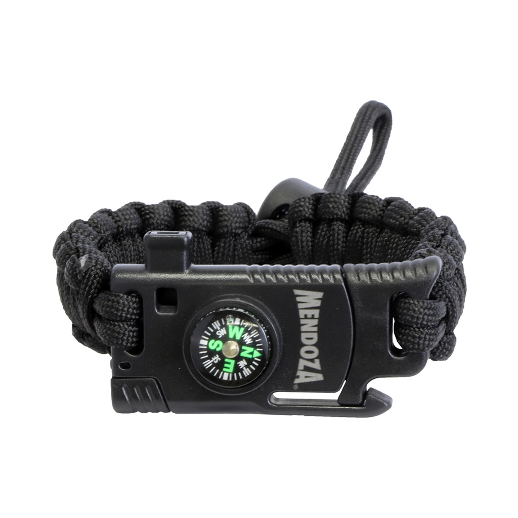 PULSERA MENDOZA PARACORD NEGRA C/NAVAJA CAMP-004