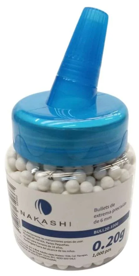 BULLETS PLASTICO NAKASHI 20G 6MM 1000 PZAS BULL20-