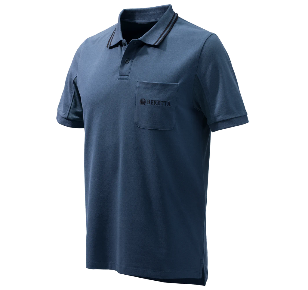 PLAYERA BERETTA POLO AIRMESH SS BLUE ECLIPSE MP471T13540504
