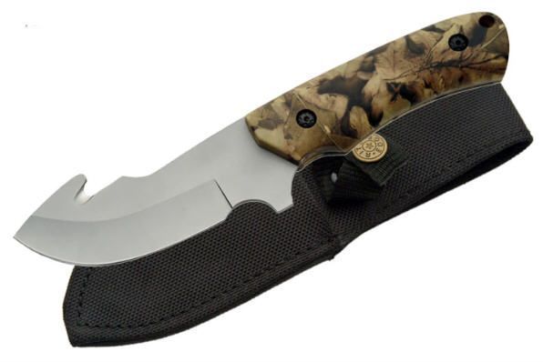 CUCHILLO JAGUAR 8.75" GUT HOOK BLADE CAMO OVERALL RT-9014