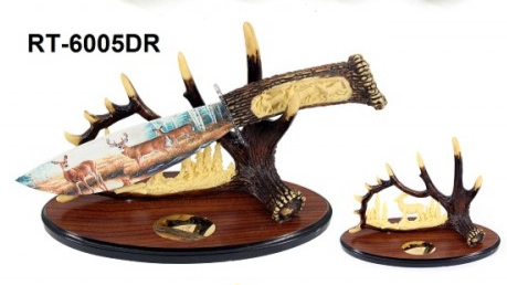CUCHILLO DECORATIVO JAGUAR FANTASY RESIN ART BLADE WITH STAND DEER RT-6005