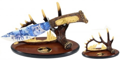 CUCHILLO DECORATIVO JAGUAR FANTASY RESIN ART BLADE WITH STAND WOLF RT-6005WF