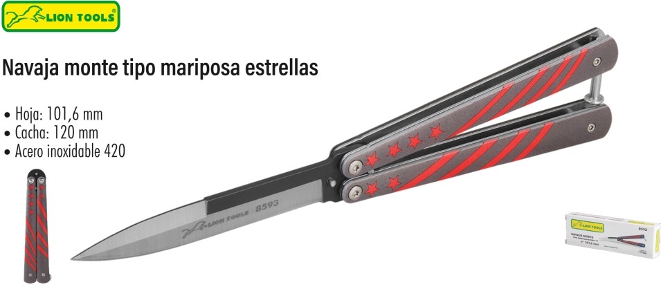 NAVAJA LION TOOLS 4" MARIPOSA ESTRELLAS 8593