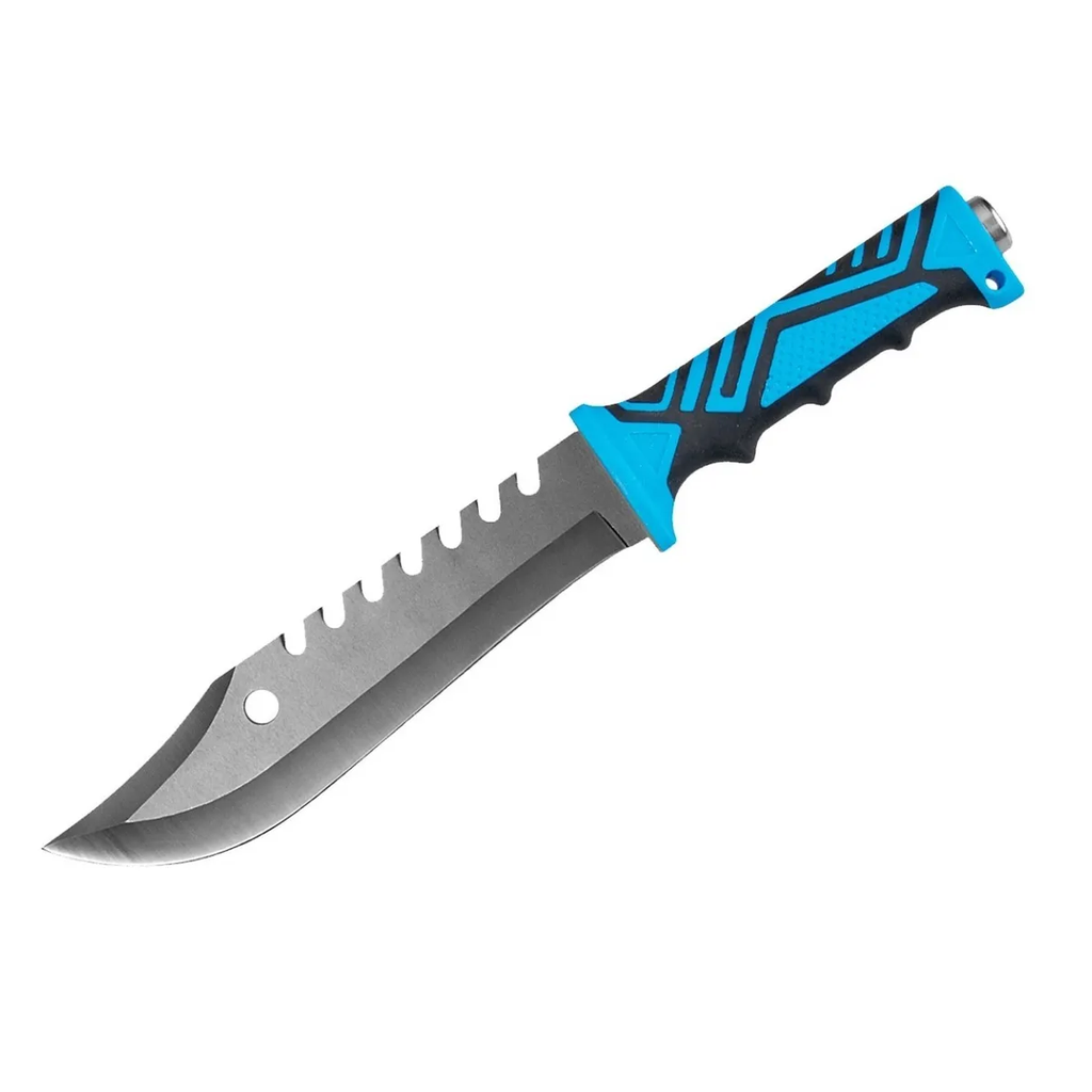 CUCHILLO LION TOOLS 7 1/2" PAVONADO MANGO BIMATERIAL AZUL C/FUNDA 9442