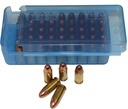 CAJA PARA CARTUCHOS MTM PISTOLA 50 PZAS 9MM LUGER Y MAKAROV, 380 ACP, .30 LUGER P50-9M-24