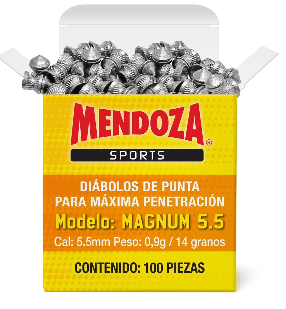 DIABOLO MENDOZA CAL 5.5 MAGNUM CAJILLA  100 PZAS MAGNUM 5.5