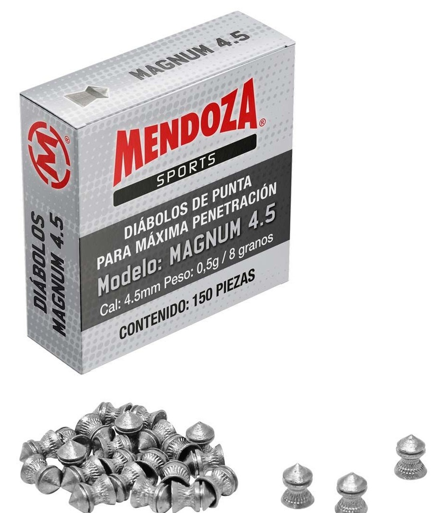 DIABOLO MENDOZA CAL 4.5 MAGNUM CAJILLA 150 PZAS MAGNUM 4.5