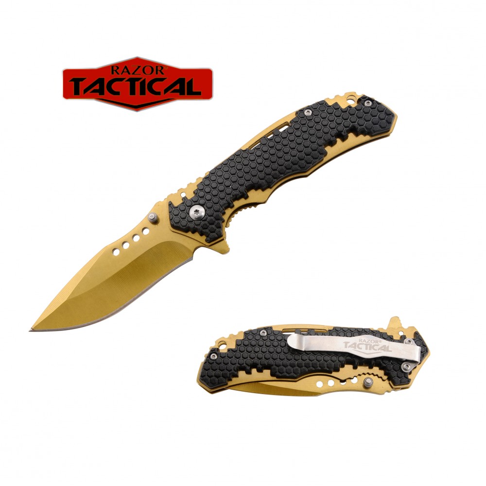 NAVAJA JAGUAR POCKET 4.5" HONEY SPRING ASSITED KNIFE RT-7090GD