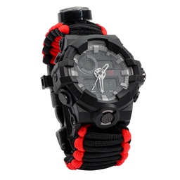 [RMPN6] RELOJ BRUJULA MENDOZA PARACORD NEGRO/ROJO LCD 6 DIGITOS MC-008
