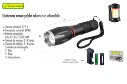 [L2858] LINTERNA LION TOOLS RECARGABLE ALUMINIO 8W 800 LUMEN 2858